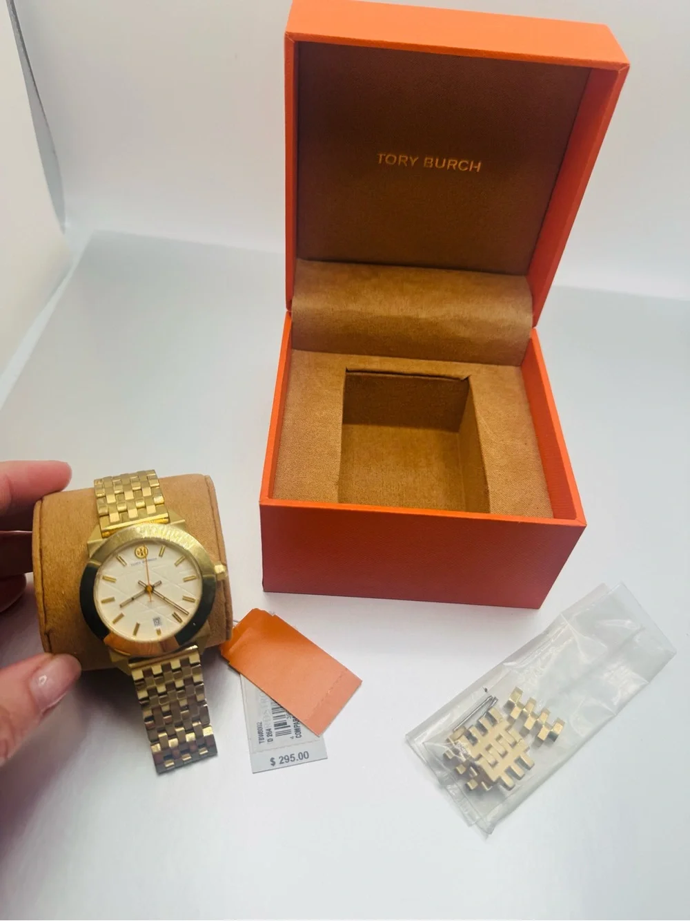 Tory Burch Gold-Tone Bracelet Watch with White Dial